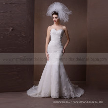 Elegant Fish Style Sweet Heart Sexy Back Lace Wedding Dress With Delicate Tiny Pleated Work